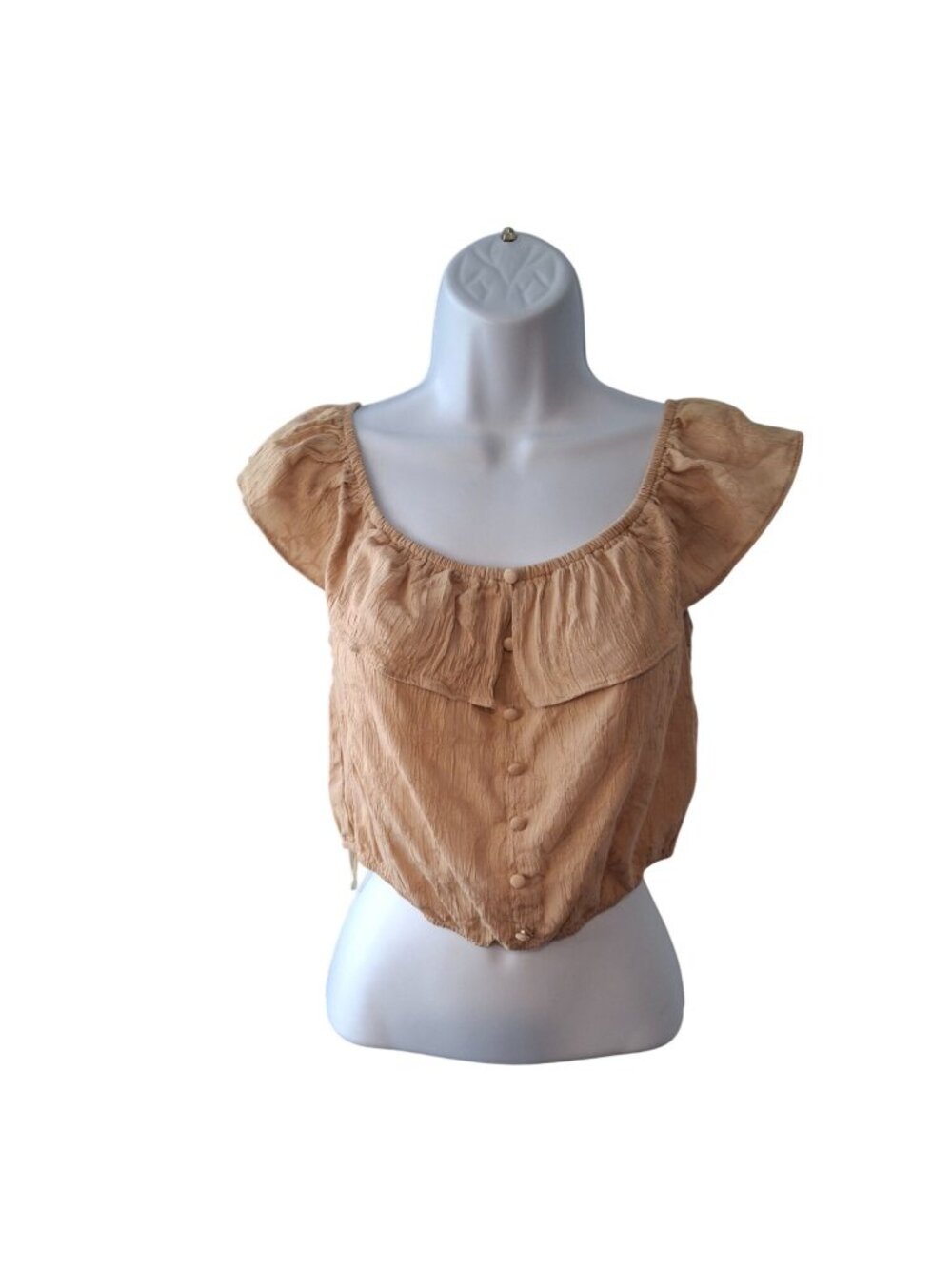 Honey Punch Peasant Crop Top Small Beige Boho  Fairy Grunge Cottagecore